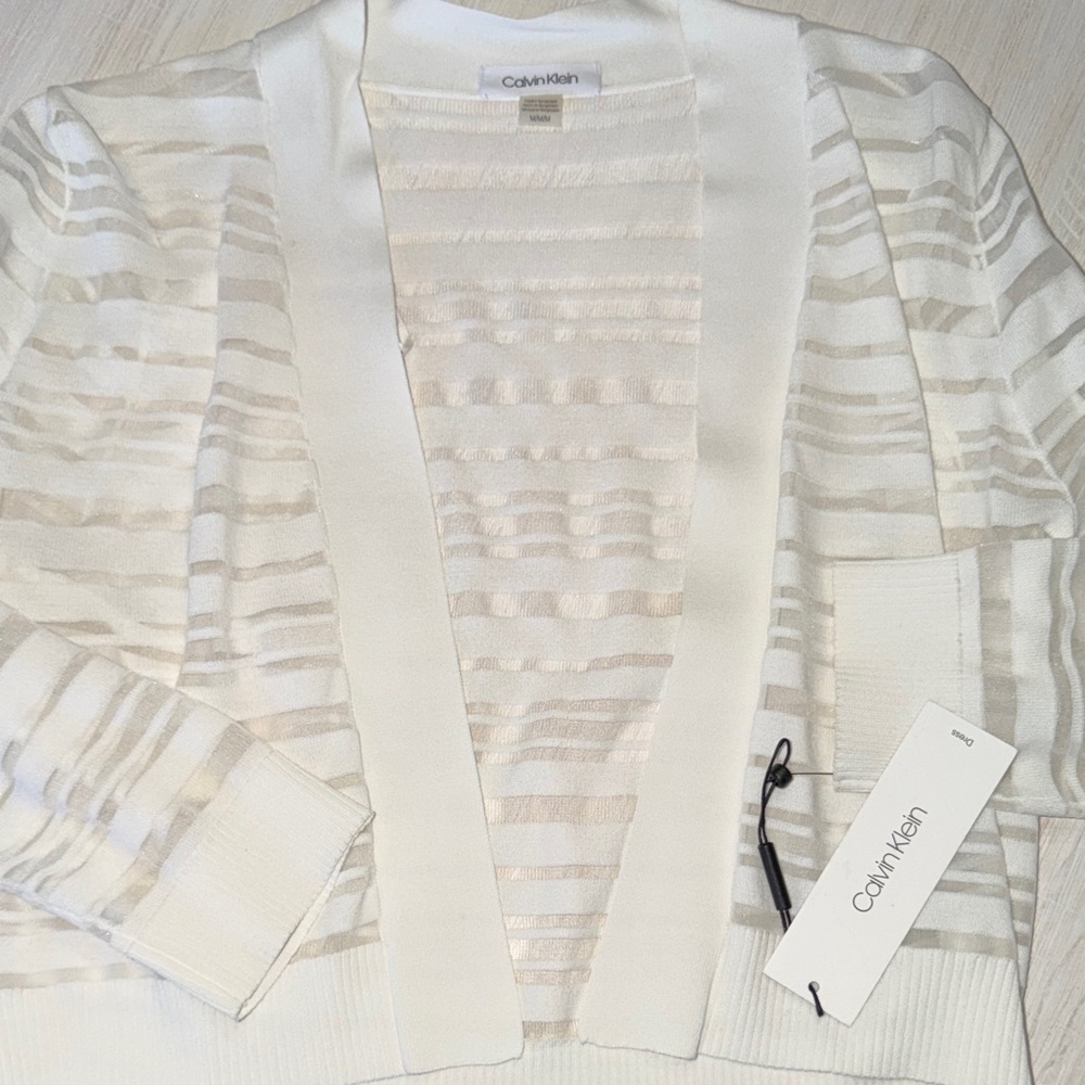 Calvin Klein Women's Striped Cream Cardigan